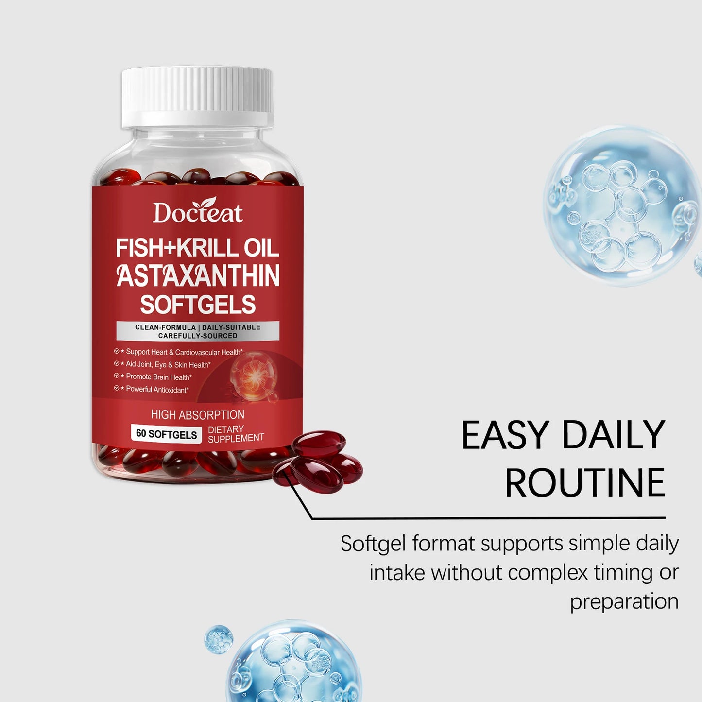 Fish & Krill Oil Softgels with Omega-3 | Antioxidant Support