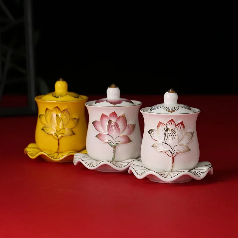 Lotus Cup Relief Ceramic Tea Cup | Elegant Guanyin Tea Set