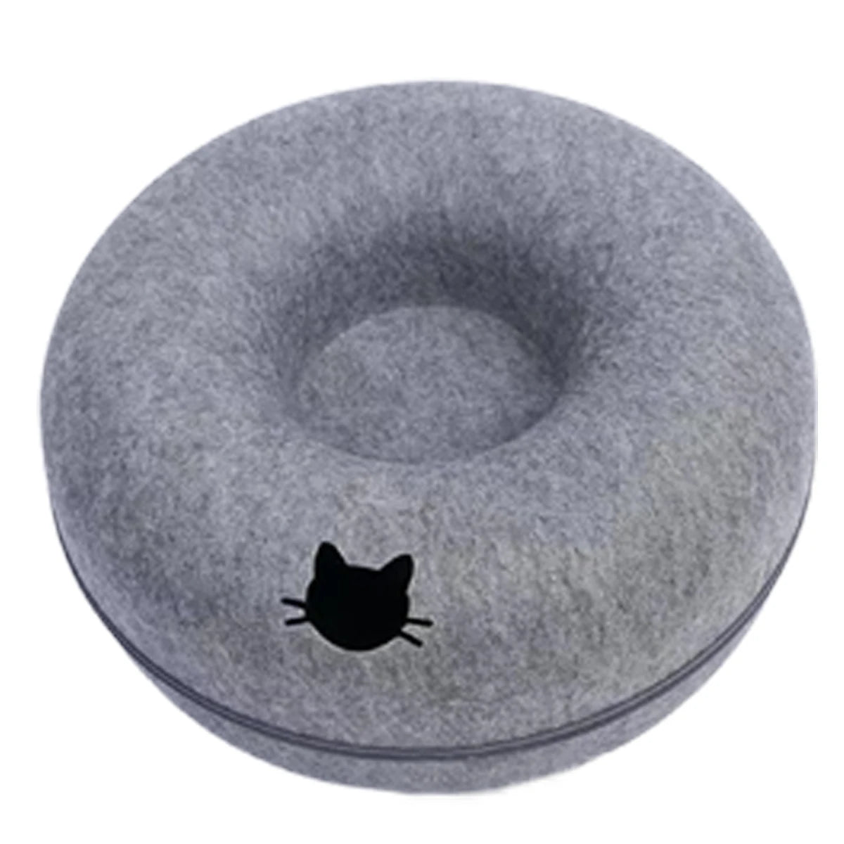 Interactive Round Cat Tunnel Bed | Cozy Felt Cat Toy for Kittens