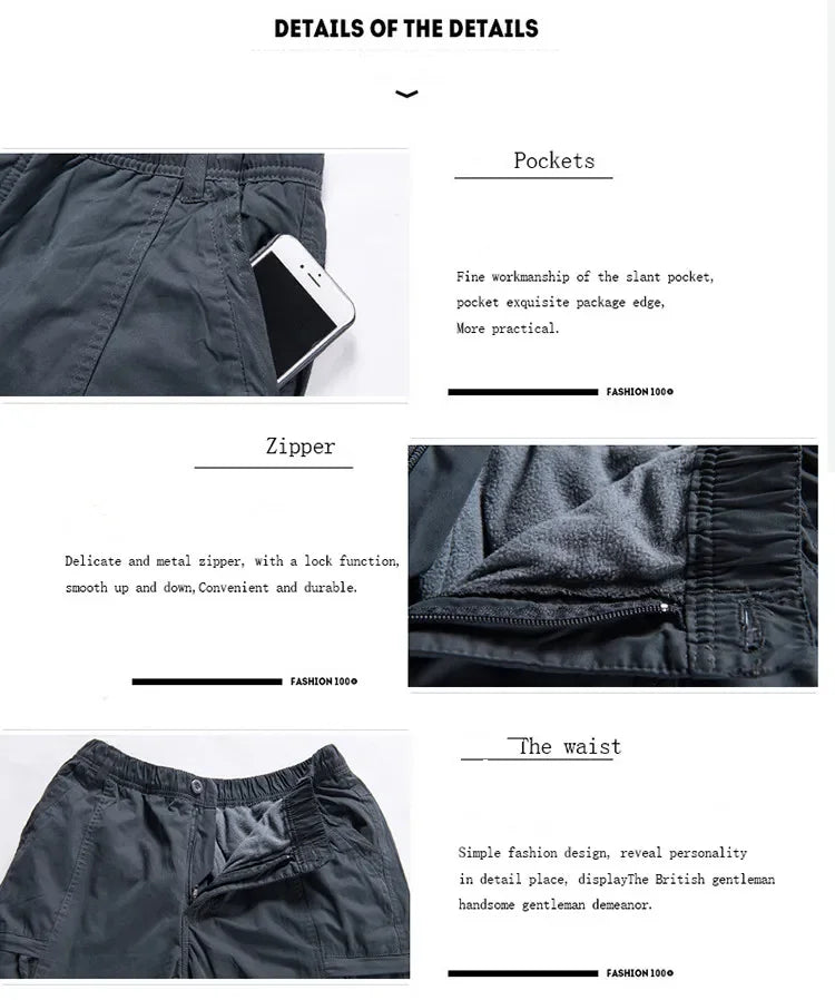 Men's Winter Fleece Cargo Pants | Warm & Casual Outdoor Trousers