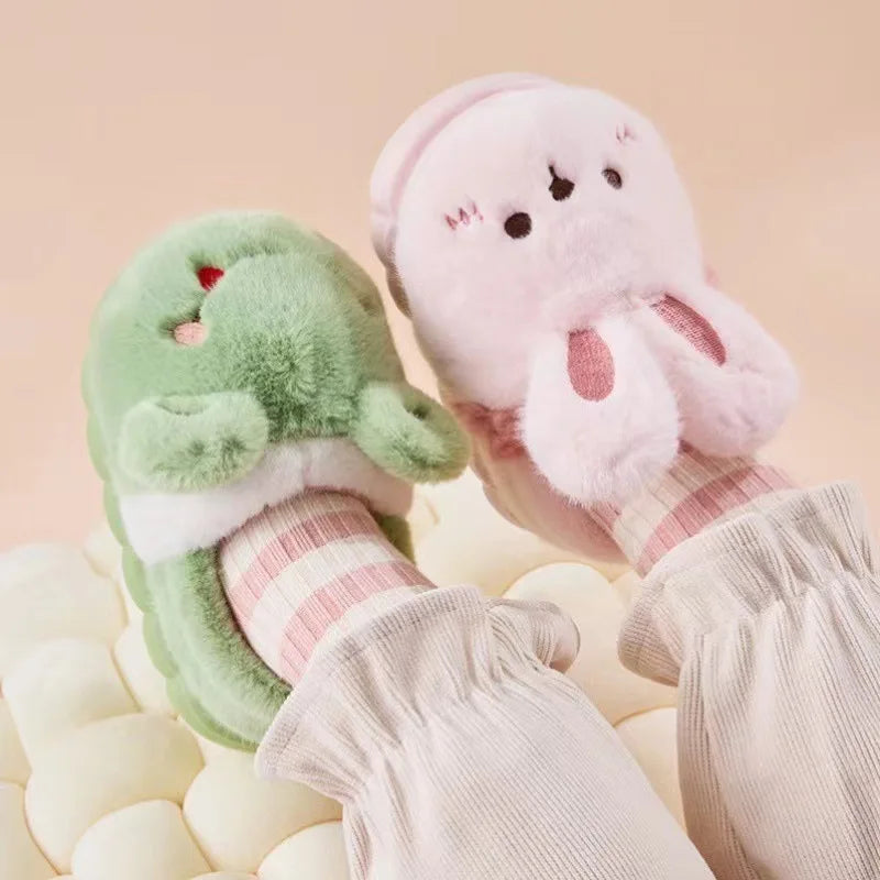 Unisex Cute Animal Plush Slippers | Cozy Memory Foam Slides