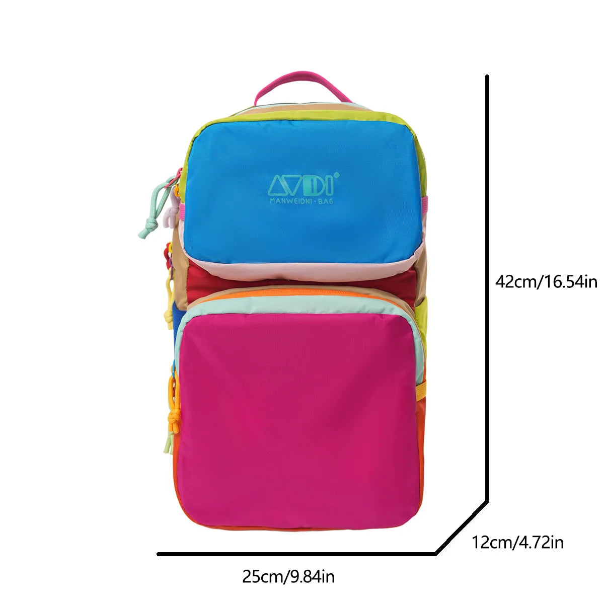 Dopamine Sporty Unisex Backpack Colorblock Logo Large Capacity Multi Function Adjustable Strap Backpack for Commute Sports