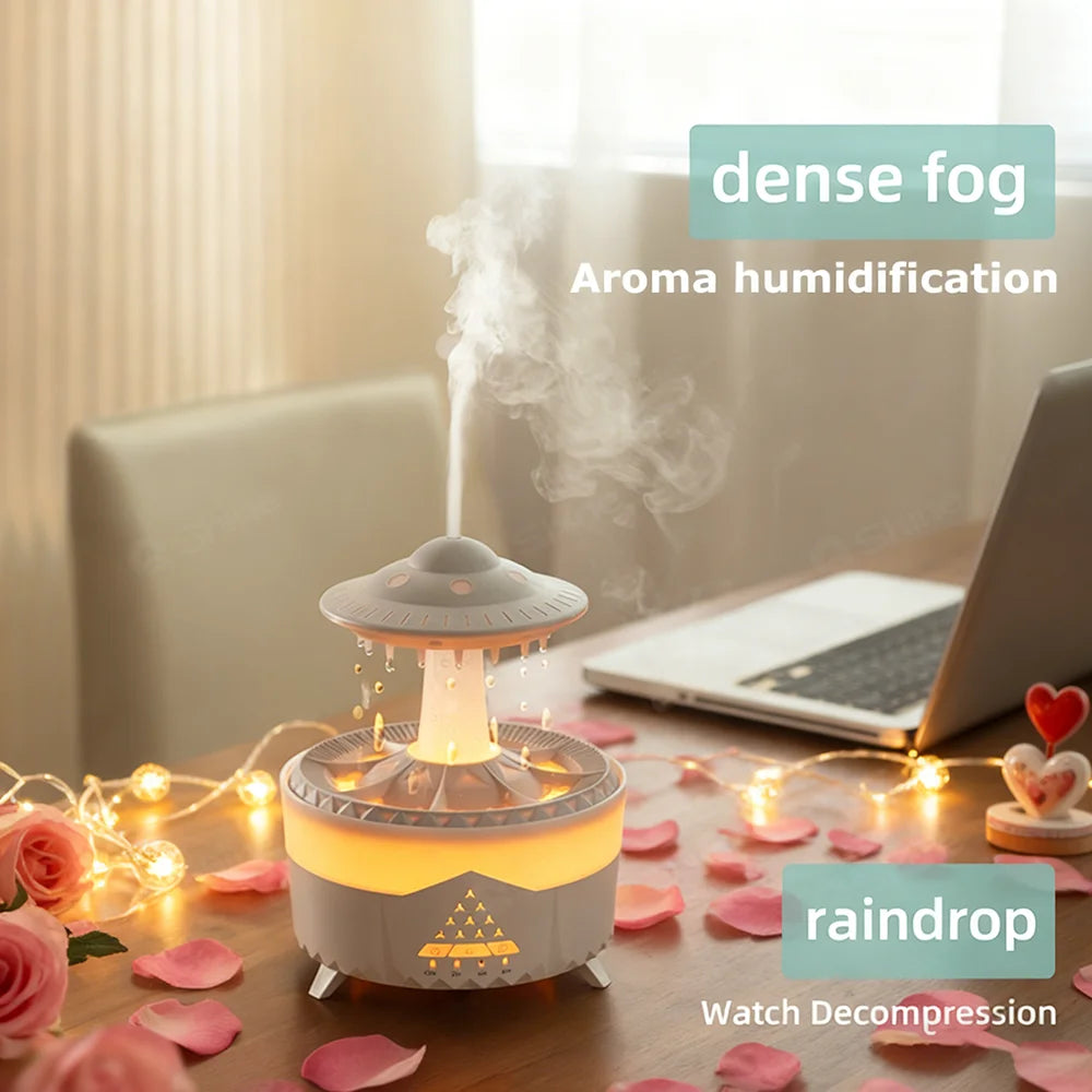 Simulated Raindrop Air Humidifier | Essential Oil Diffuser with Lights