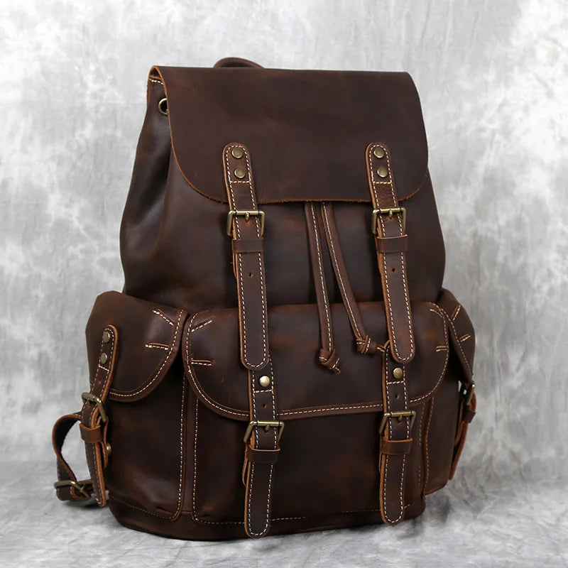 Retro Leather Men's Backpack | Spacious Travel & School Bag