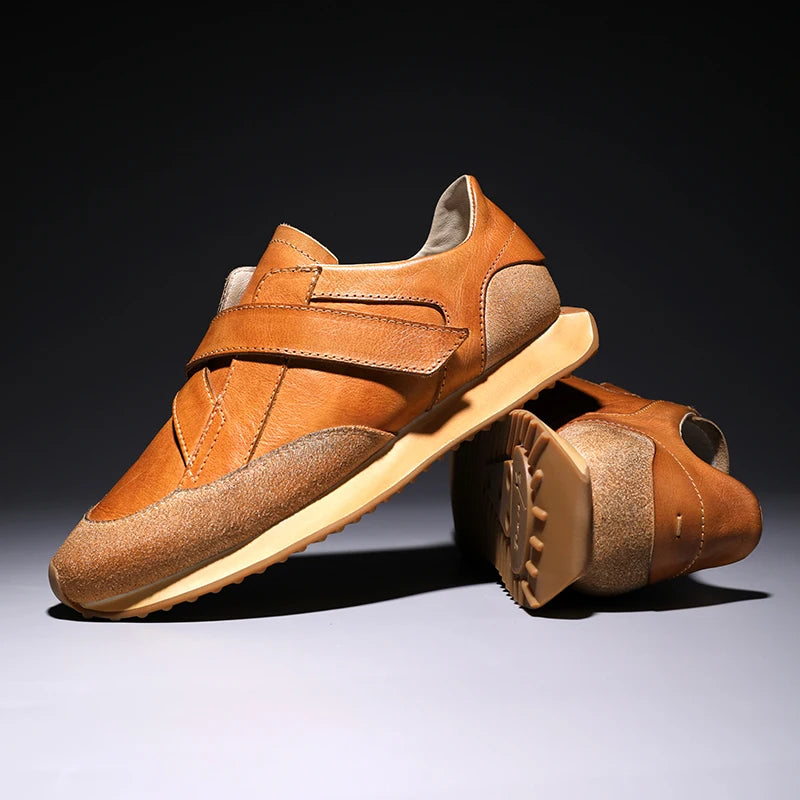 Handcrafted Men's Retro Casual Sneakers | Calf Leather Sneakers