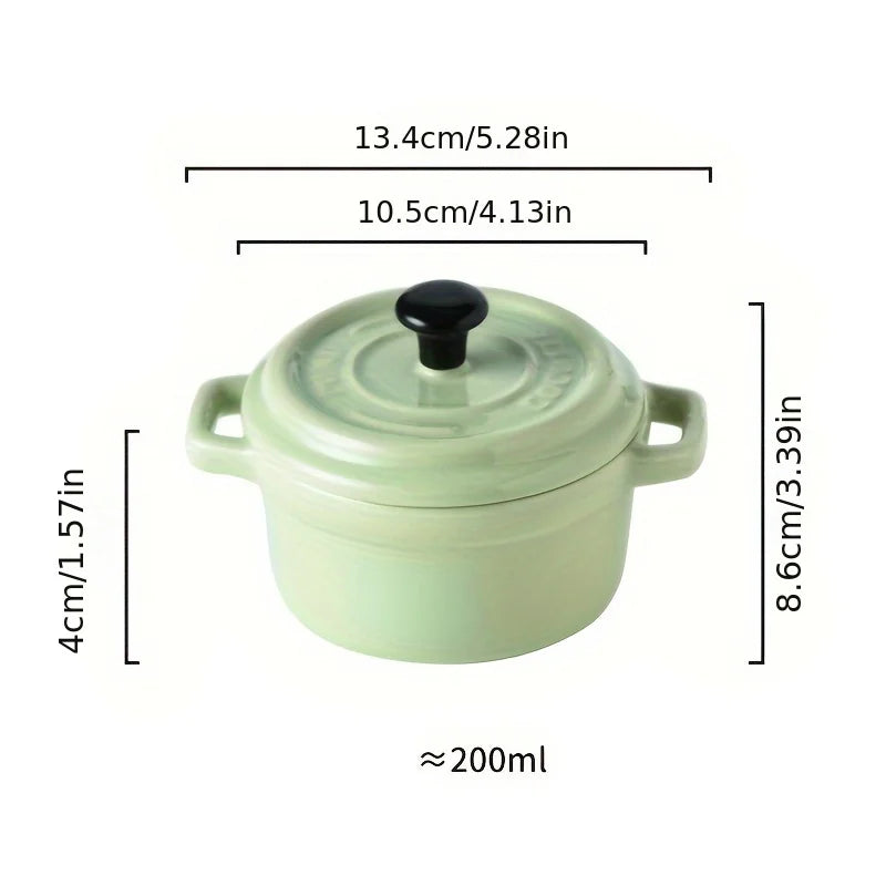 Mini Double Ear Ceramic Bowl | Perfect for Yogurt & Desserts