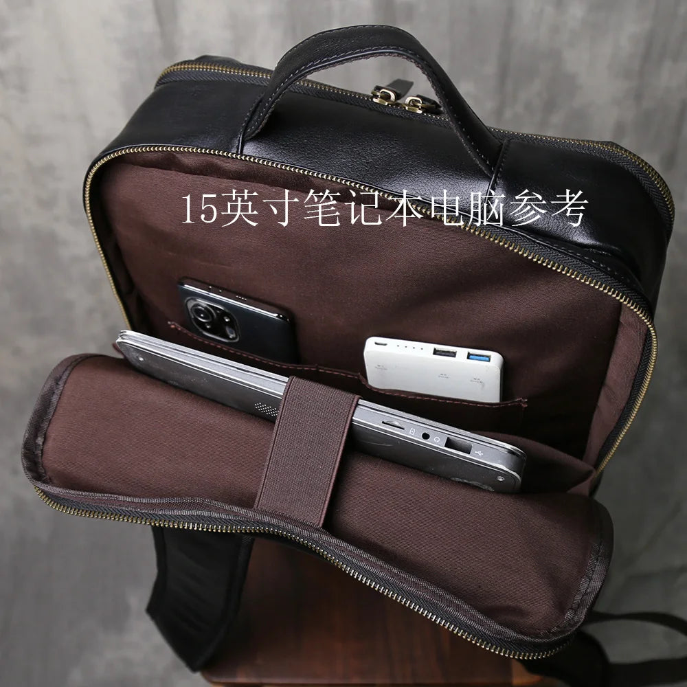 Vintage Leather Men's Backpack | Large Capacity Casual Laptop Bag