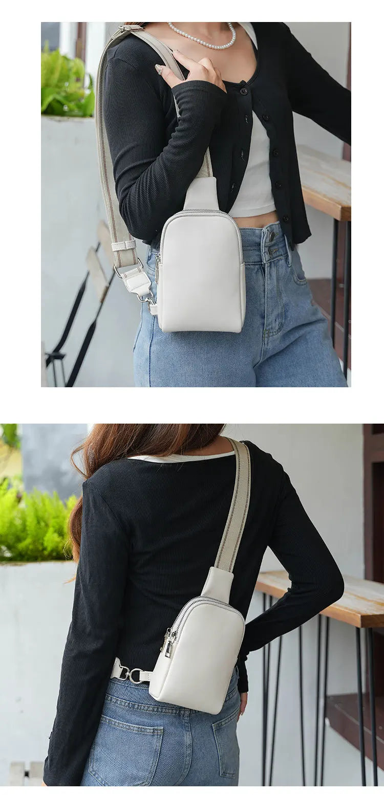 Unisex Soft Leather Chest Bag | Versatile Crossbody Waist Bag