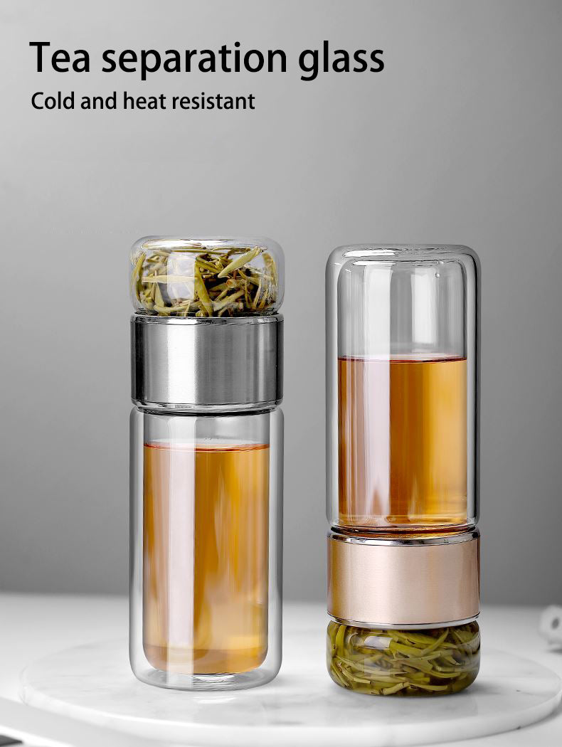 High Borosilicate Glass Tea Water Bottle | Double Layer Infuser