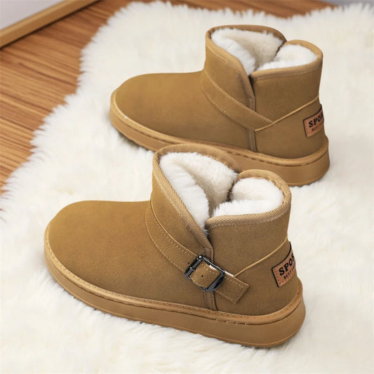 Botas de nieve de felpa cálidas para hombre | Zapatos de invierno con forro polar grueso