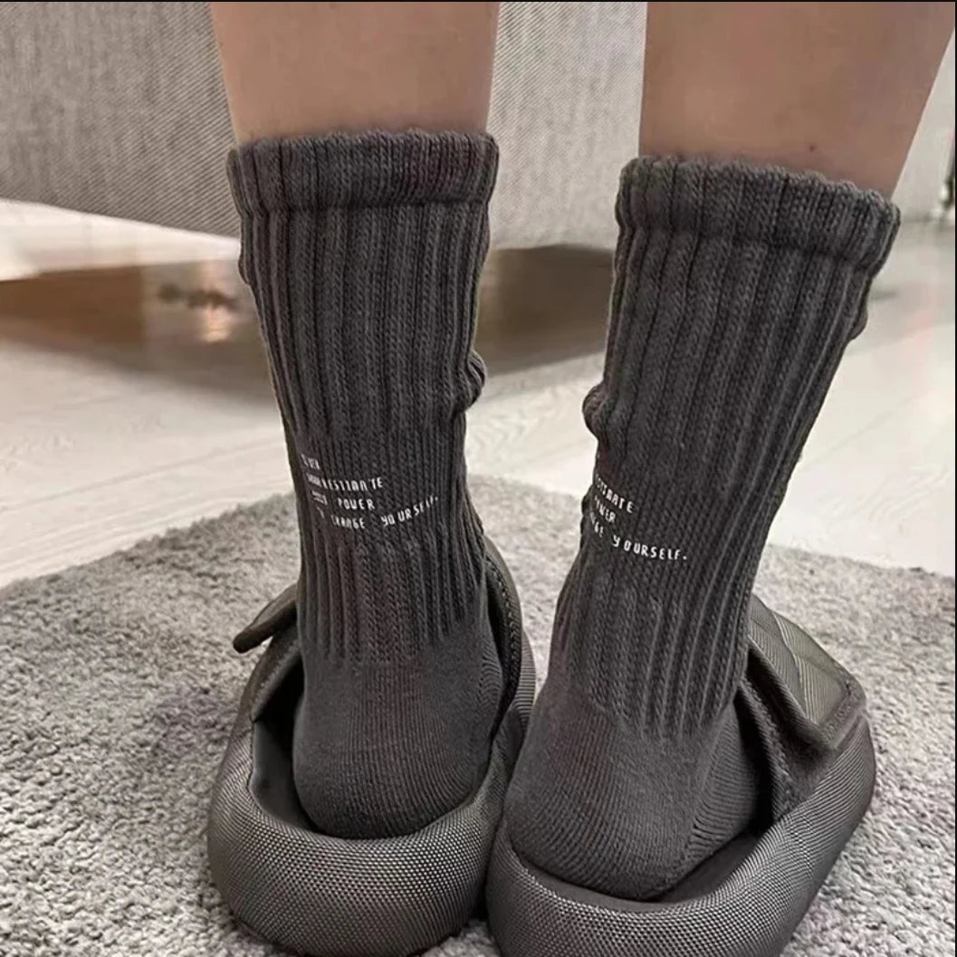 Men's Vintage Letter Medium Tube Socks | Thick Sports Comfort