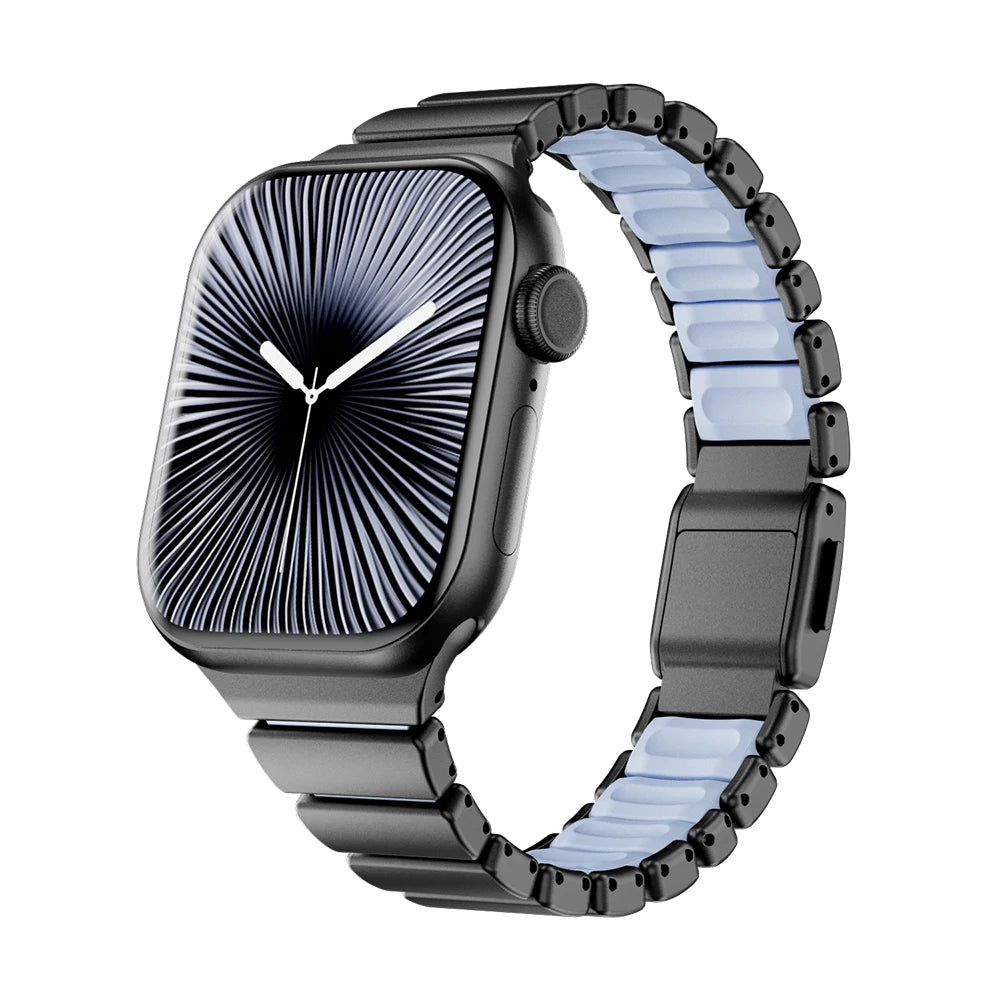 Slim Stainless Steel Rubber Strap for Apple Watch - Versatile & Stylish