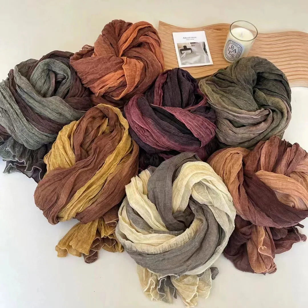 Stylish Tie-Dye Cotton Linen Scarf | Multifunctional Hip Hop Shawl