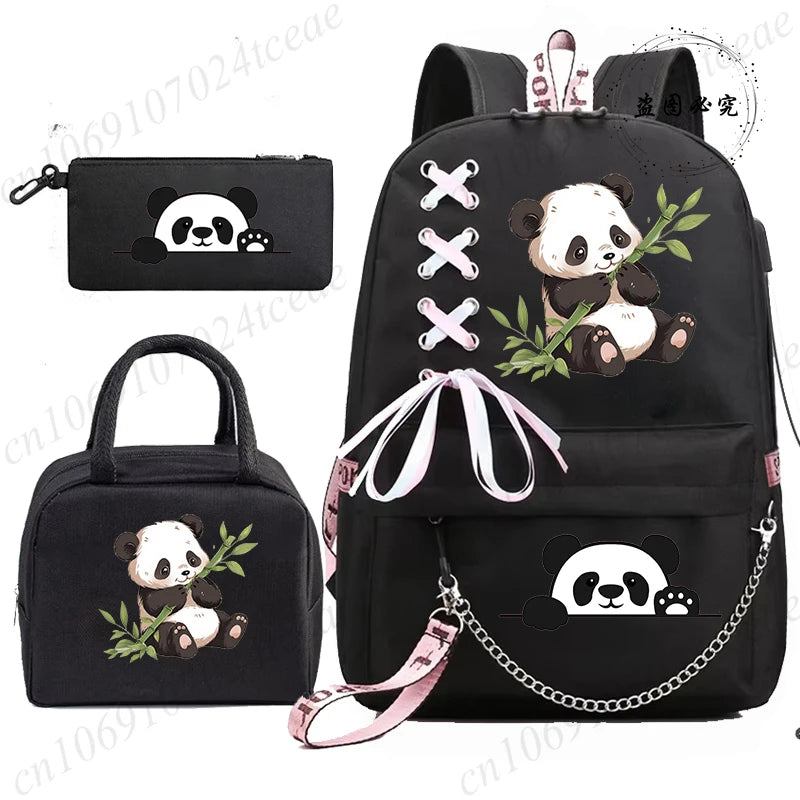 Adorable 3D Panda School Bag Set for Teens | Stylish & Practical
