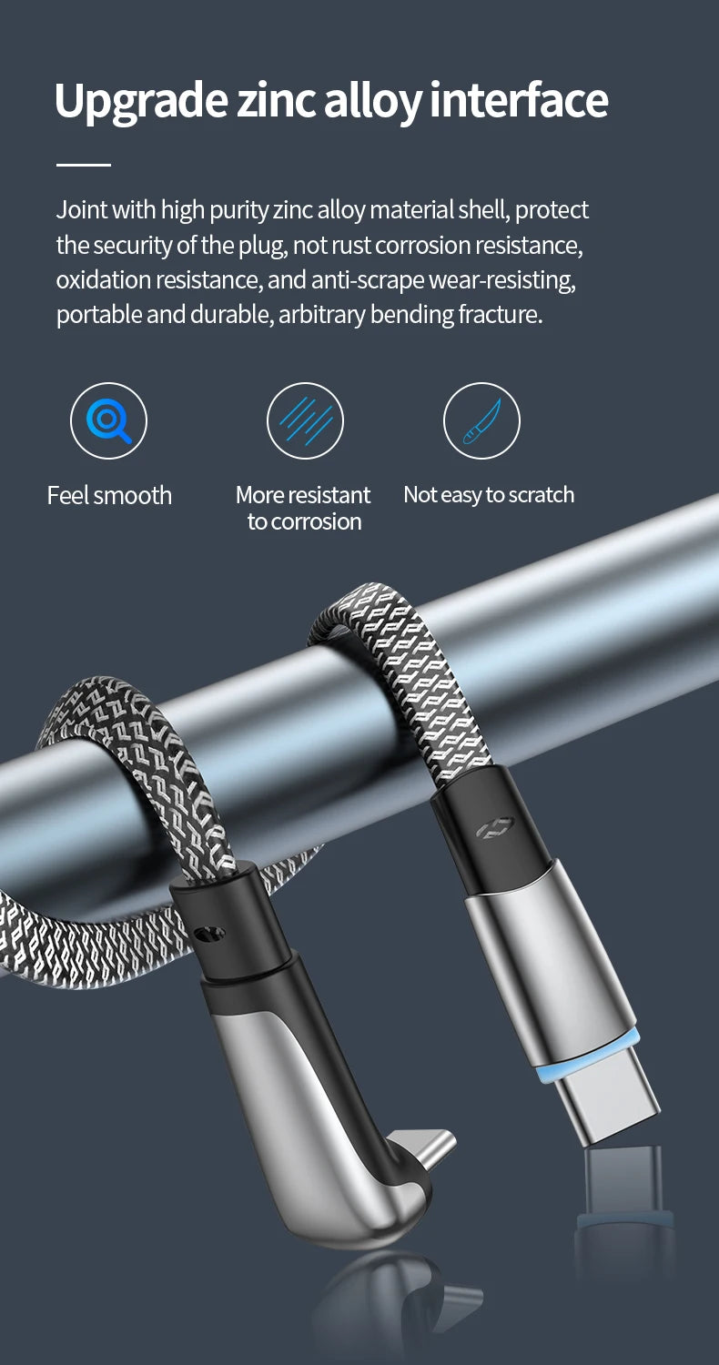 USB C Charger Cable | Flat 90 Degree Type C Charging Cable