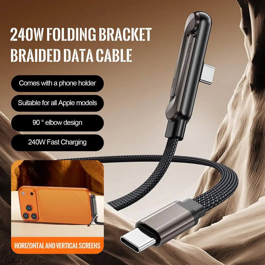 240W PD 2-in-1 Foldable Phone Holder & Fast Charging Cable