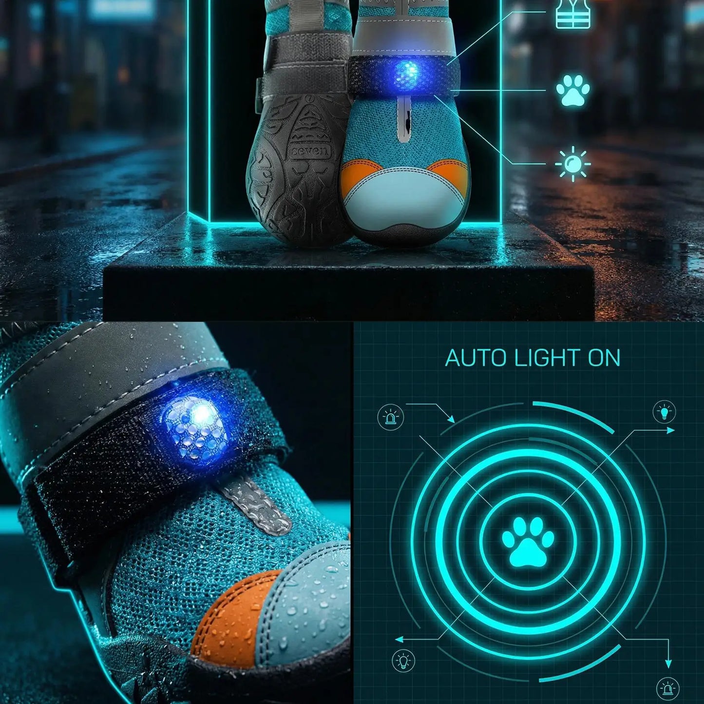 Light Up Dog Shoes | Breathable Glowing Pet Boots for Summer Fun