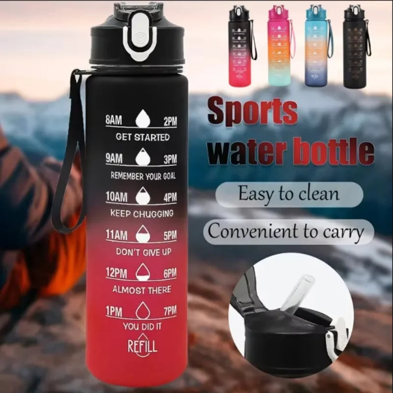Leak-Proof Sports Water Bottle with Time-Tracking Straw | Outdoor Hydration