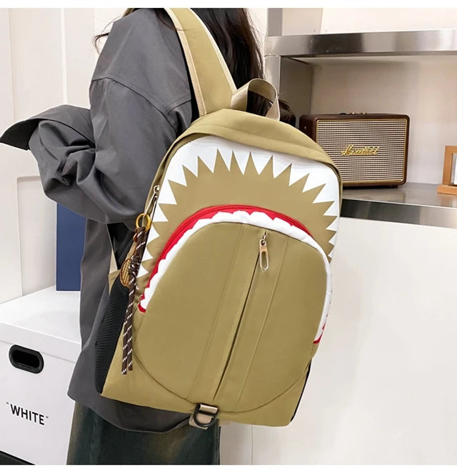 Luminous Shark Mouth Backpack | Large Capacity USB Laptop Bag