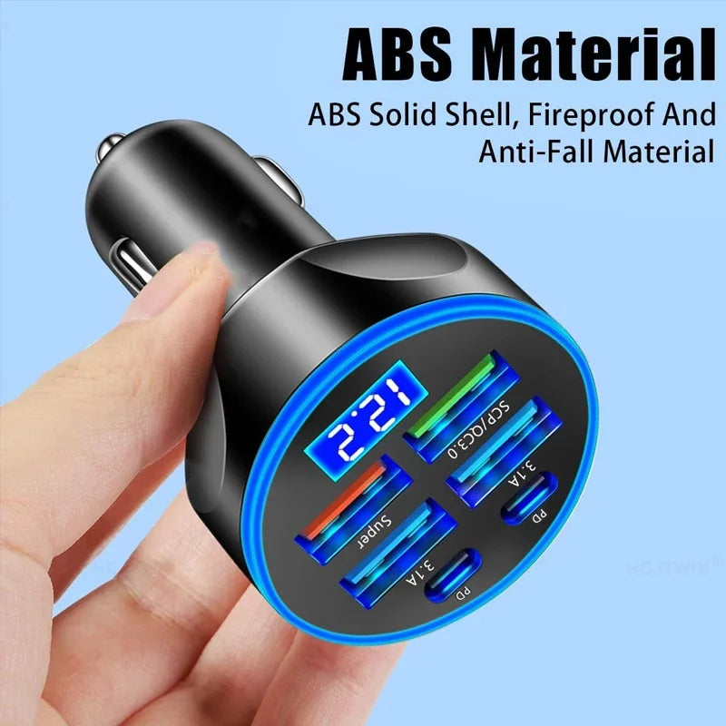 6 in 1 USB C Car Charger Adapter for Fast Charging on the Go