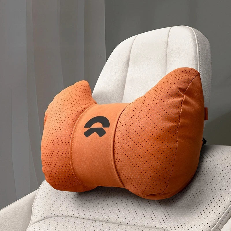 Premium Leather Car Neck Pillow | Ultimate Lumbar Support