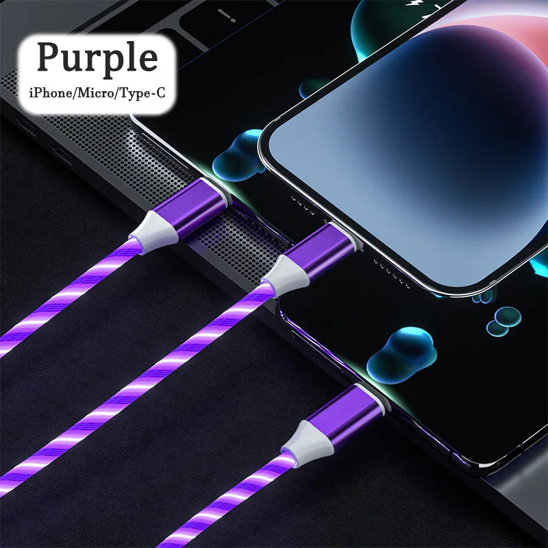 3 in 1 LED Charging Cable | Multifunctional USB Type-C Cable