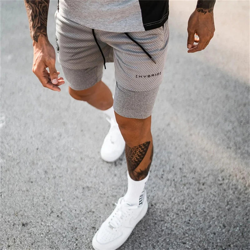 2026 Summer Mesh Sports Shorts for Men — 2-in-1 Double-Deck Running & Gym Training Shorts, Breathable Fitness Workout Jogger Pants