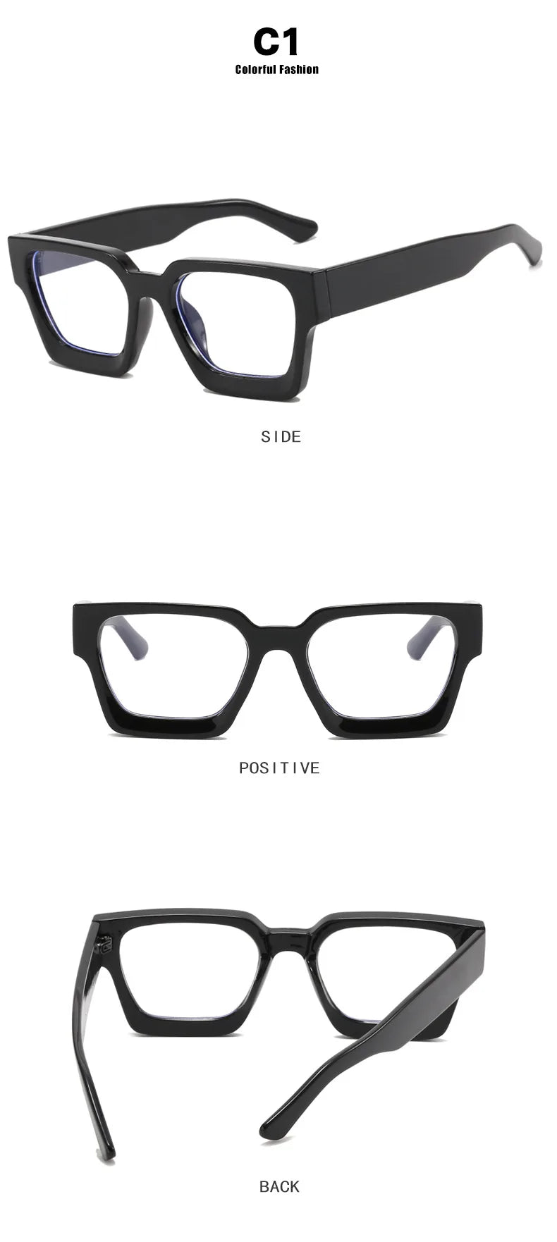 Stylish Square Concave Frame Blue Light Reading Glasses for Women