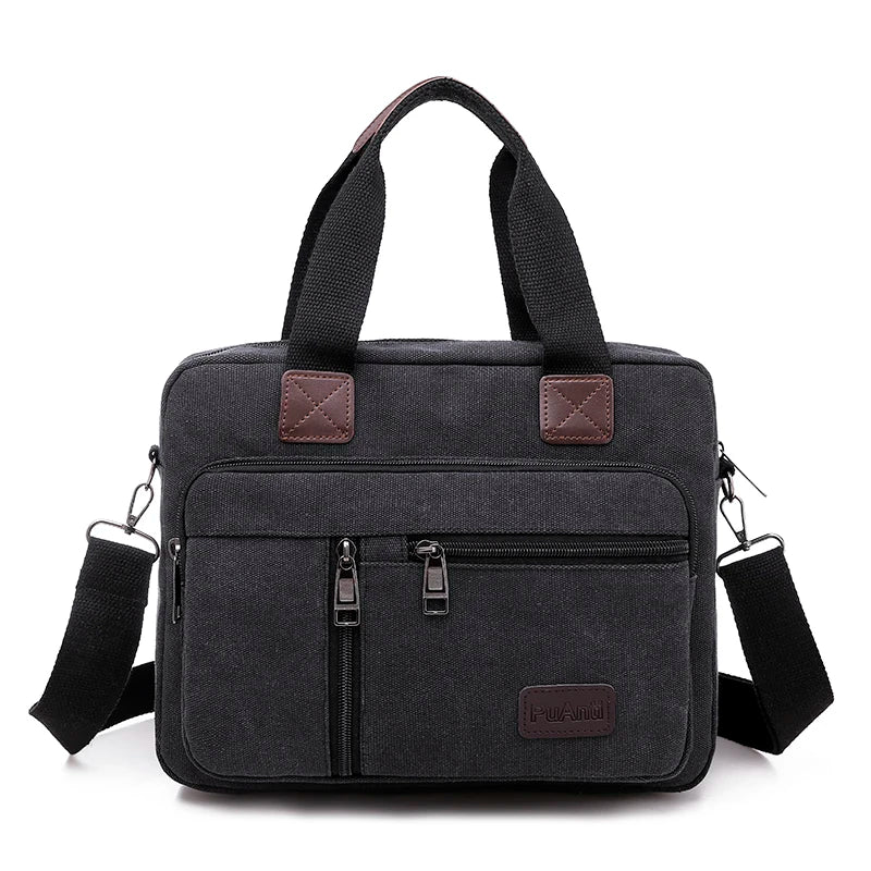 Canvas Men's Handbag Shoulder Bag Travel Large Capacity Multi-layer Crossbody Bag Student Travel Top-handle Bag Leisure Tote sac