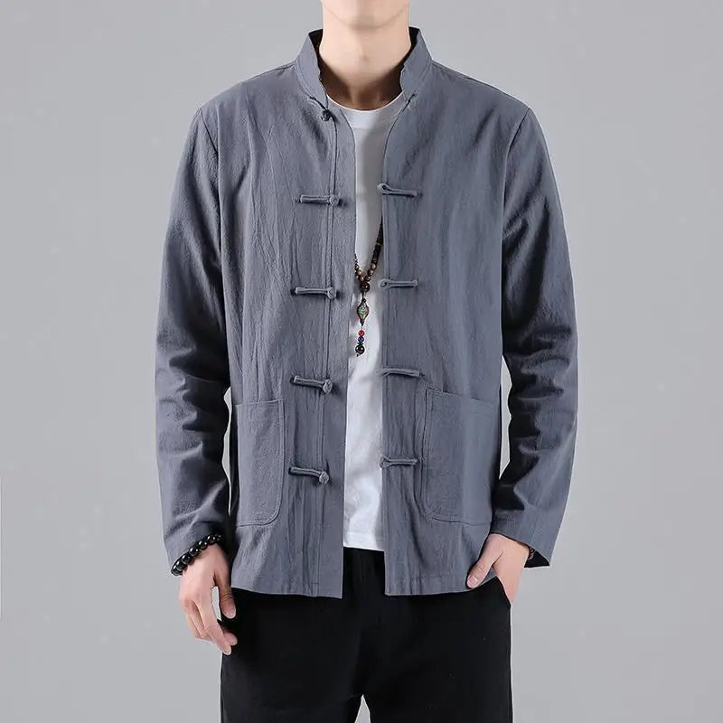 Retro Inspired Linen Look Long Sleeve Shirt for Men | Casual Top