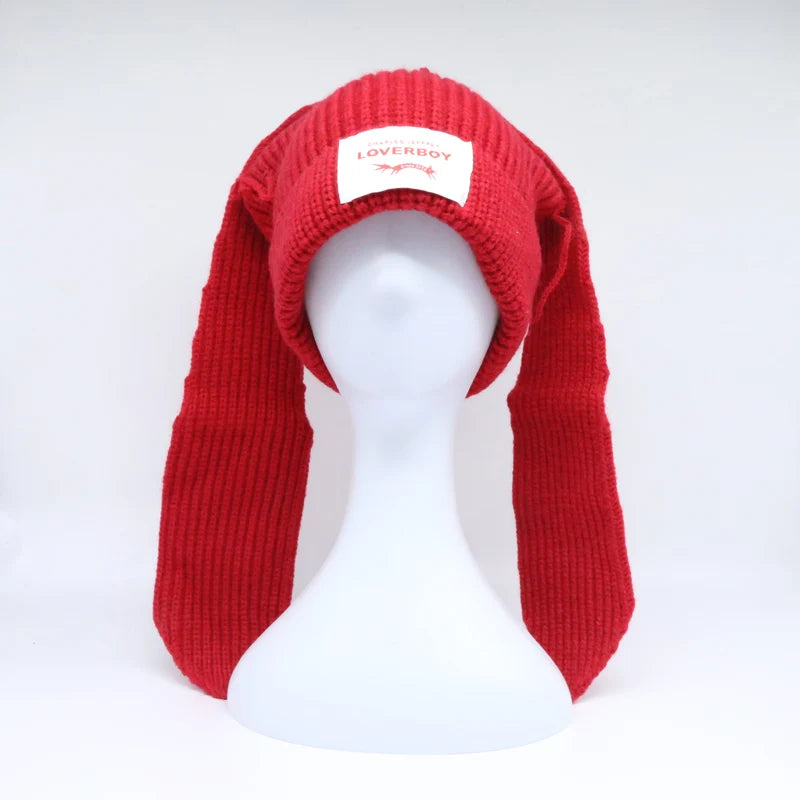 Unisex Long Fox Ears Knitted Beanie | Y2K Bunny Rabbit Hat