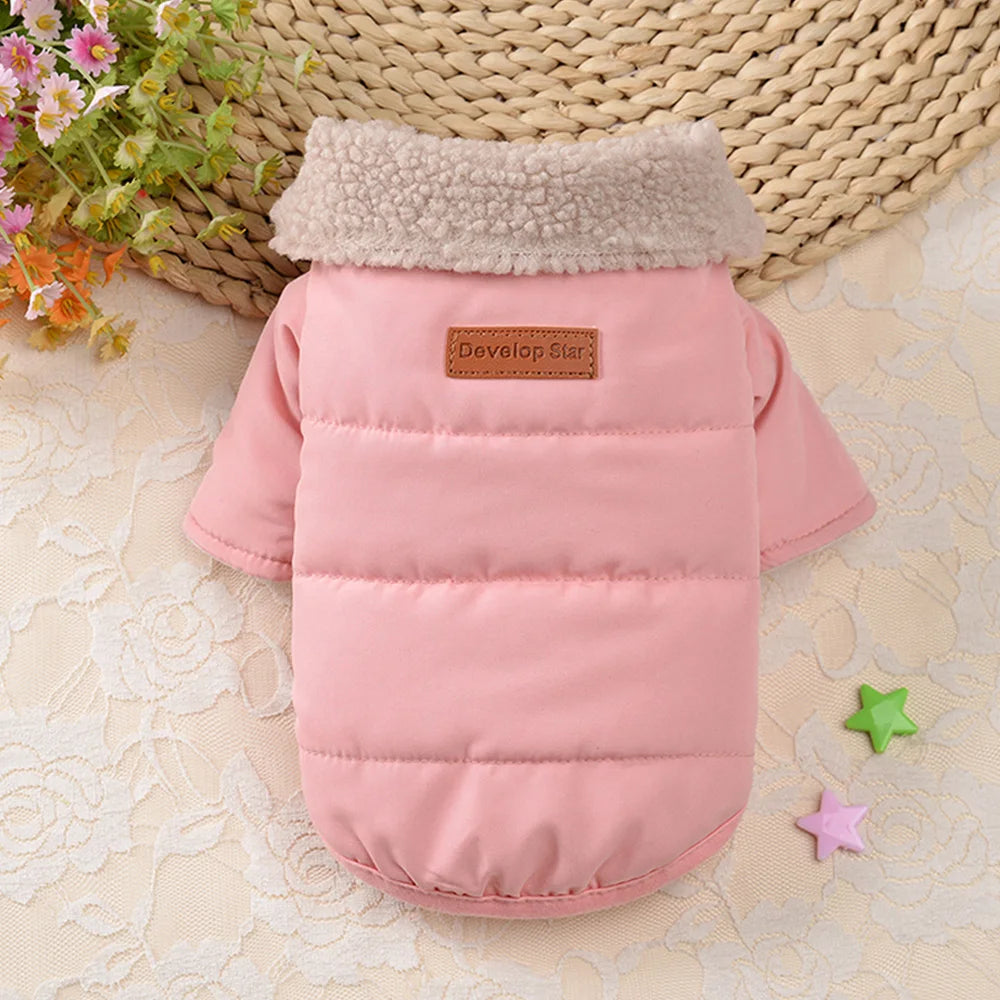 Stylish Winter Dog Coat with Fur Collar | Cozy Wear for Pets