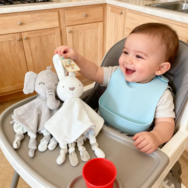 Cute Elephant Plush Teether Rattle for Newborns | Soft Blanket Toy