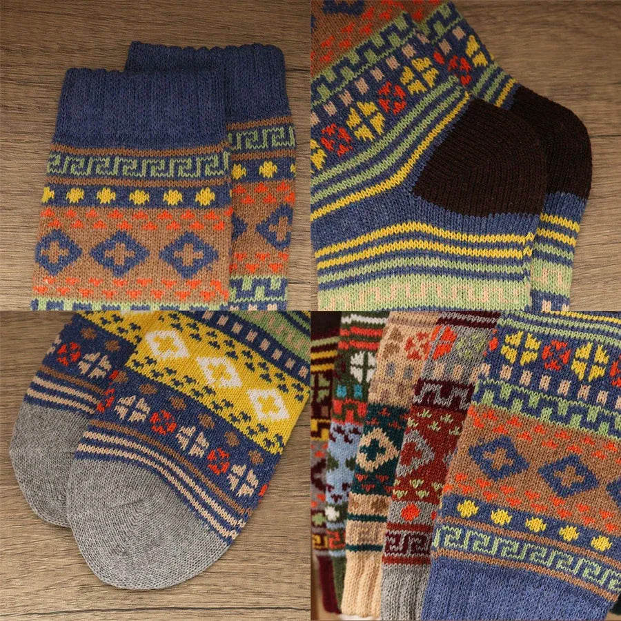 5 Pairs Cozy Winter Men's Socks | Warm & Stylish Designs