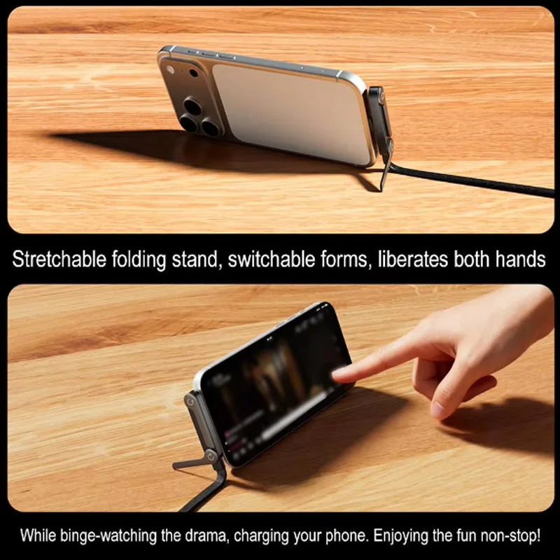 2-in-1 Type-C to Type-C Fast Charging Cable with Phone Stand