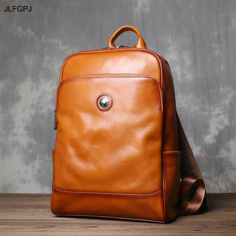 Vintage Leather Backpack | Large Capacity Casual Computer Bag