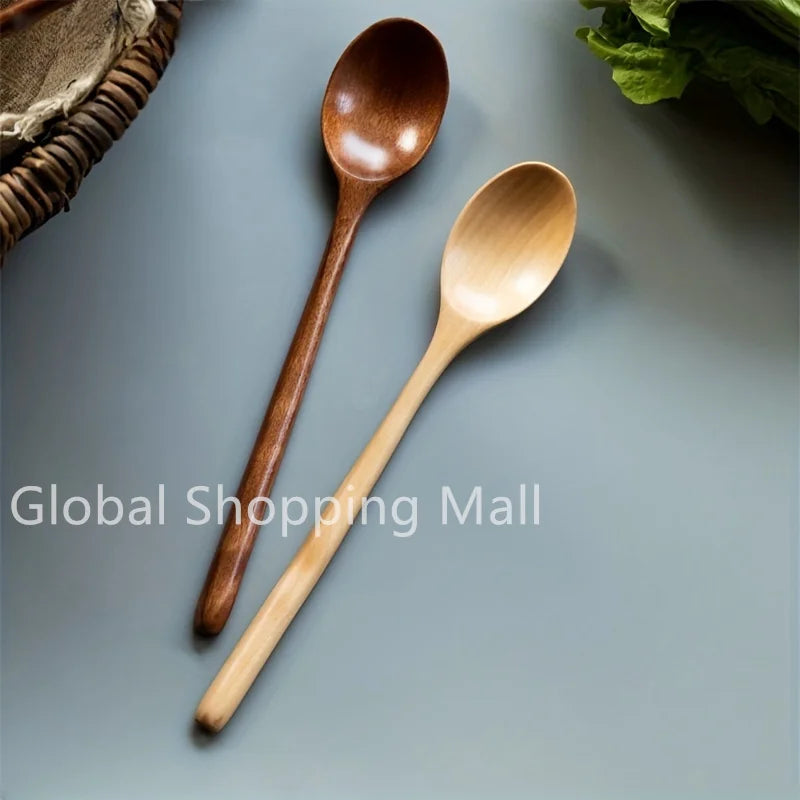 Cucharas de Sopa de Madera Ecológicas | Juego de 6 Utensilios de Mango Largo