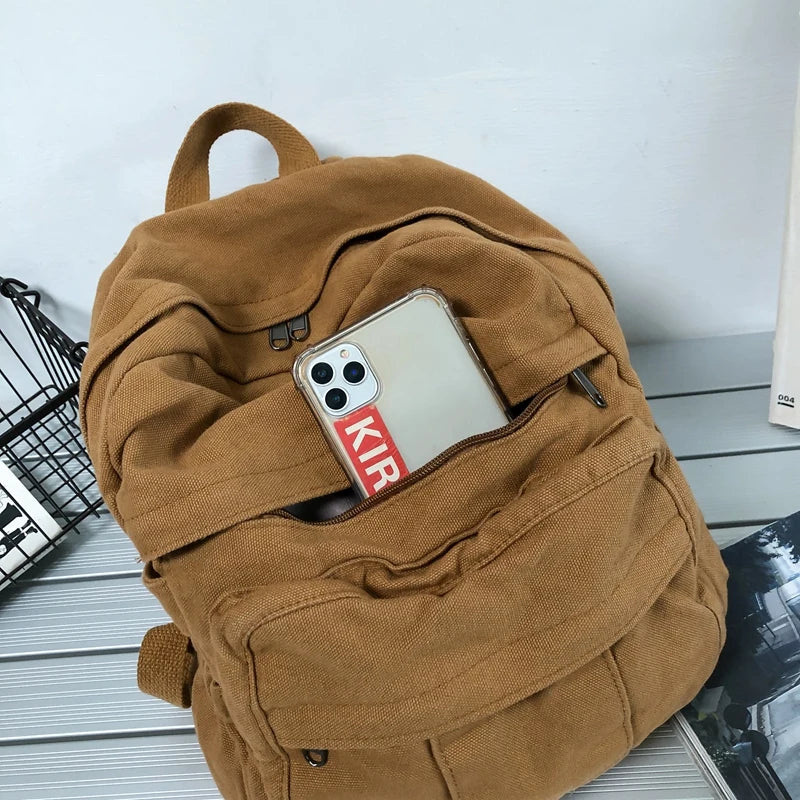 Stylish Vintage Fabric Backpack | Trendy & Functional Student Bag