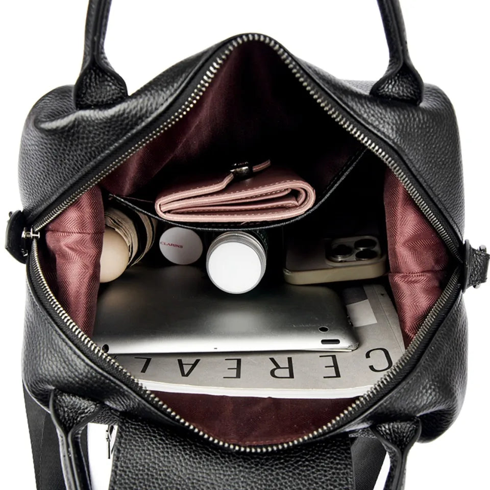 Genuine Cowhide Leather Women's Backpack | Stylish Large Capacity Bag