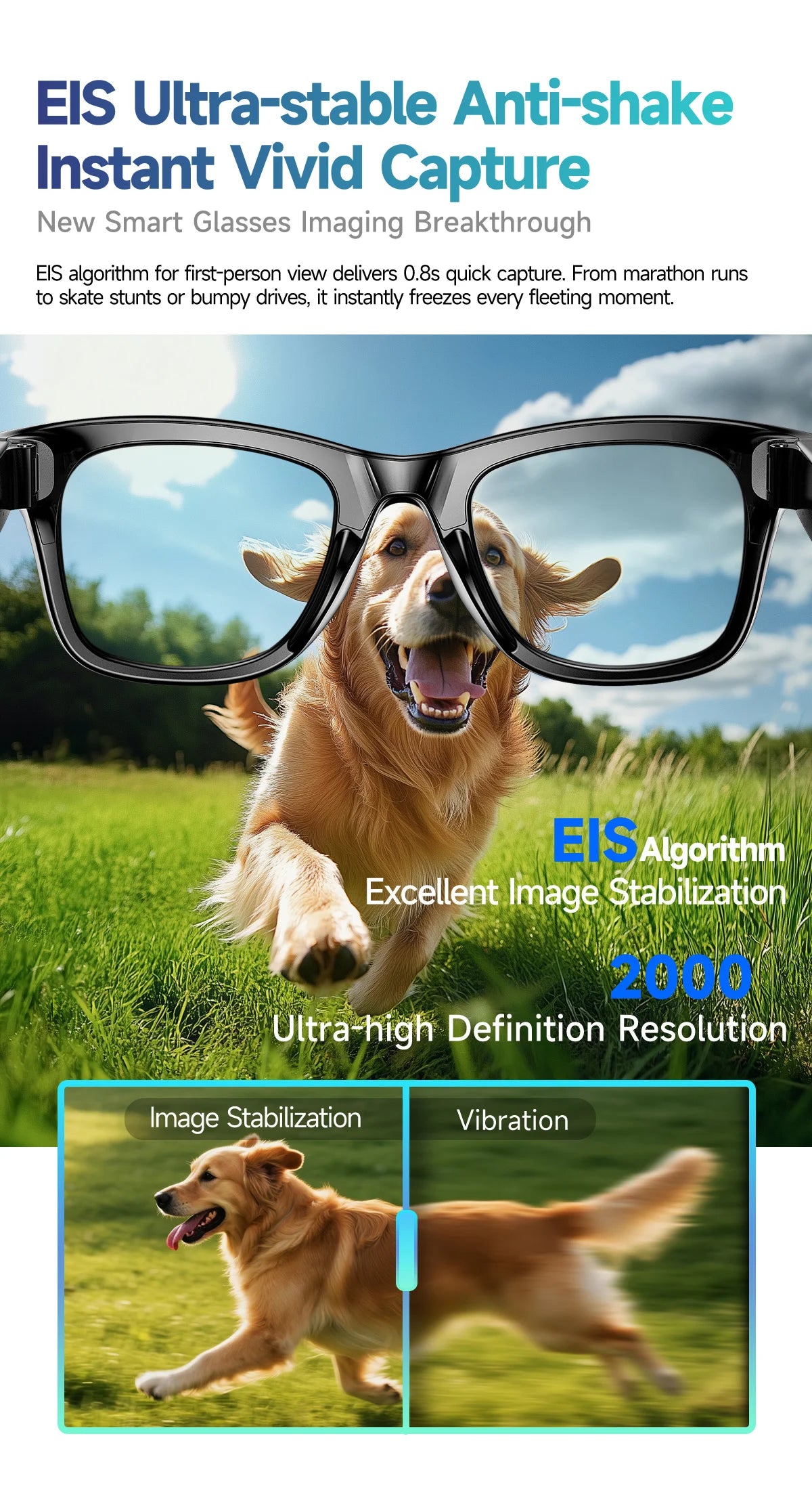 AI Smart Translation Glasses | 8MP Camera, Bluetooth & Voice Control