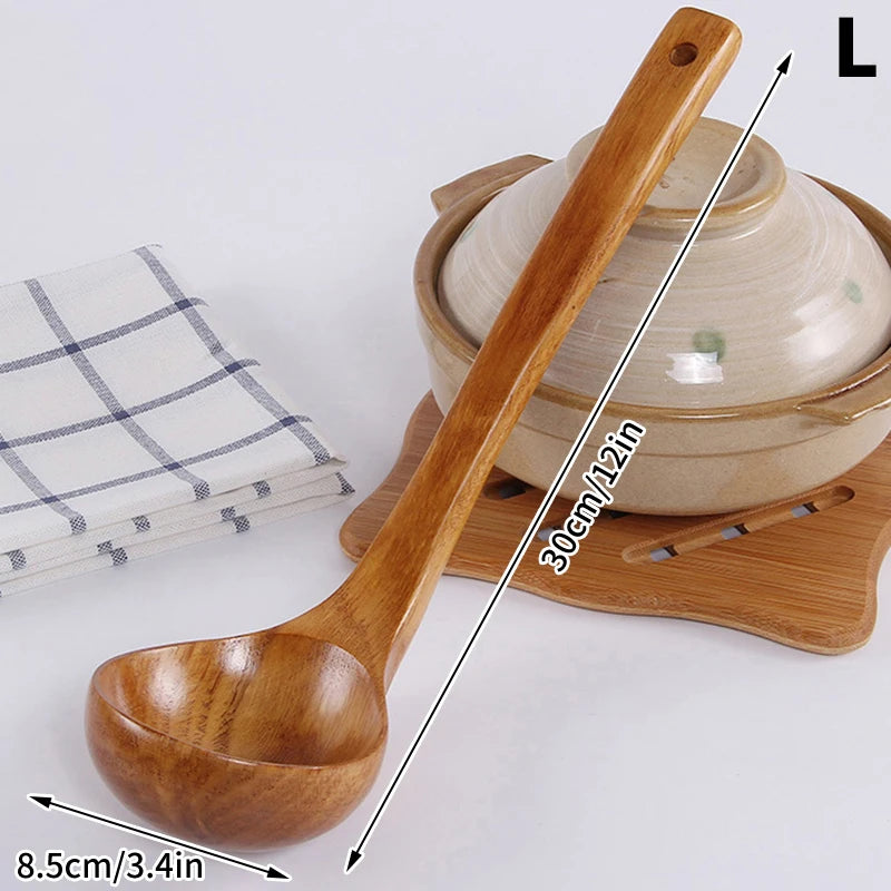 Long Handle Wooden Soup Spoon | Premium Kitchen Utensil