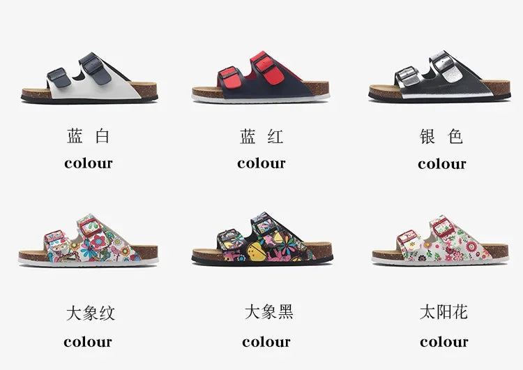 Men's Buckle Flat Bottom Cork Slippers | Comfortable Summer Sandals