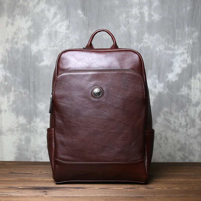 Vintage Leather Backpack | Large Capacity Casual Computer Bag