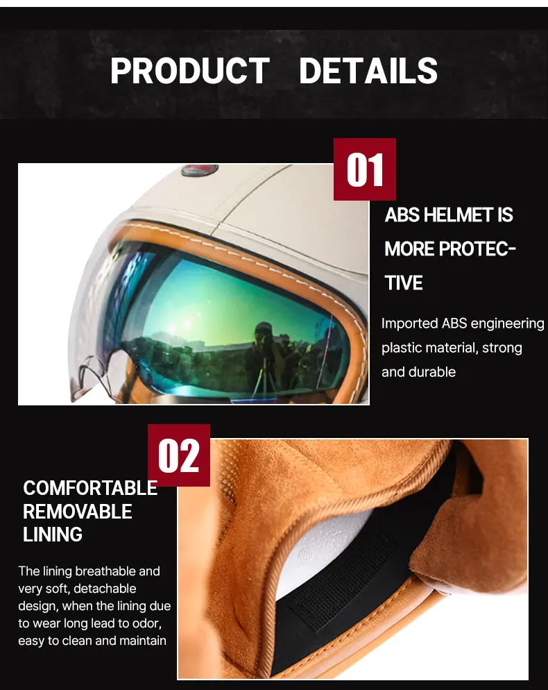 Retro Open Face Motorbike Helmet | Vintage Helmet for Riders