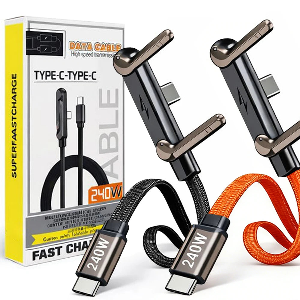 240W Quick Charge Type-C Elbow Cables with Invisible Kickstand