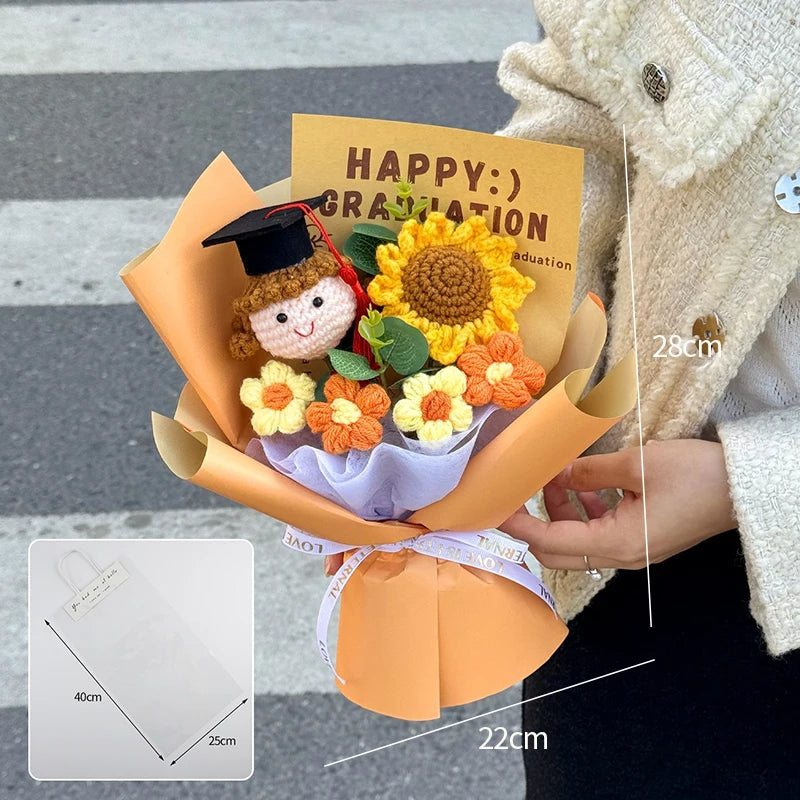 Ramo de flores de graduación tejidas a mano | Regalo perfecto para profesores