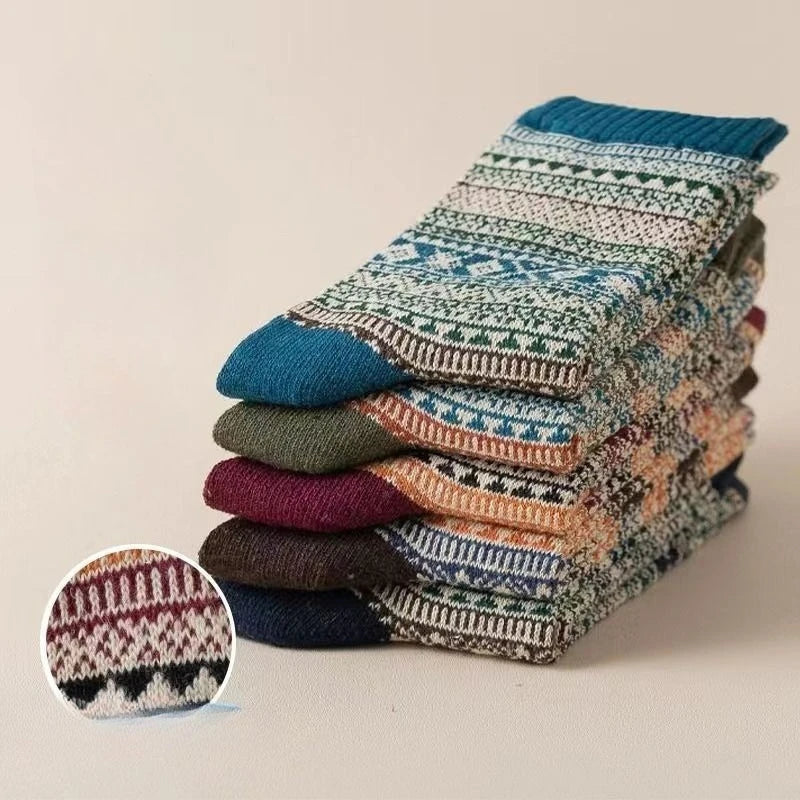 Men's Retro Ethnic Mid Tube Socks | Warm & Comfy Winter Footwear