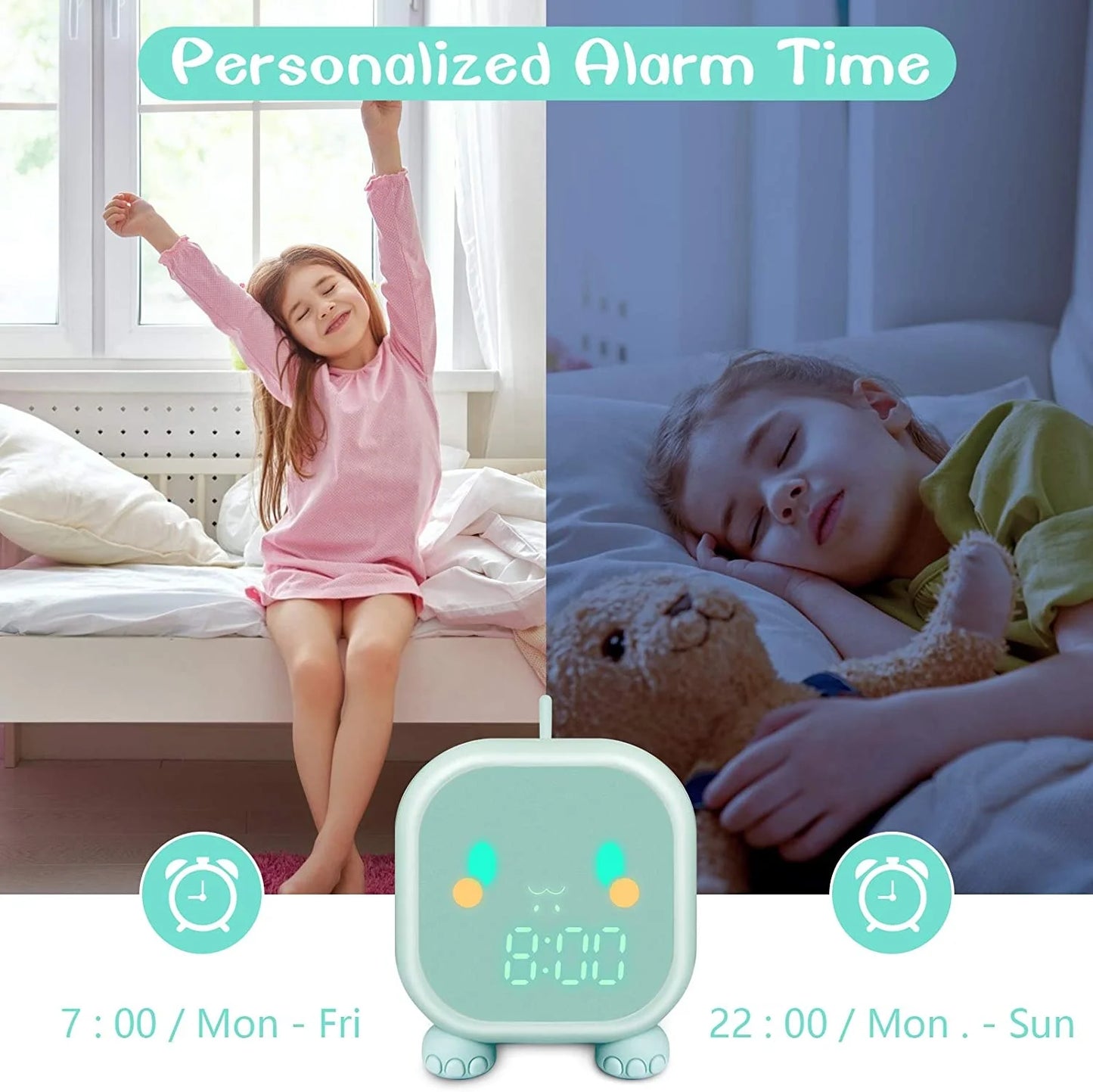 Dinosaur Alarm Clock for Kids | Fun Sleep Trainer with Night Light