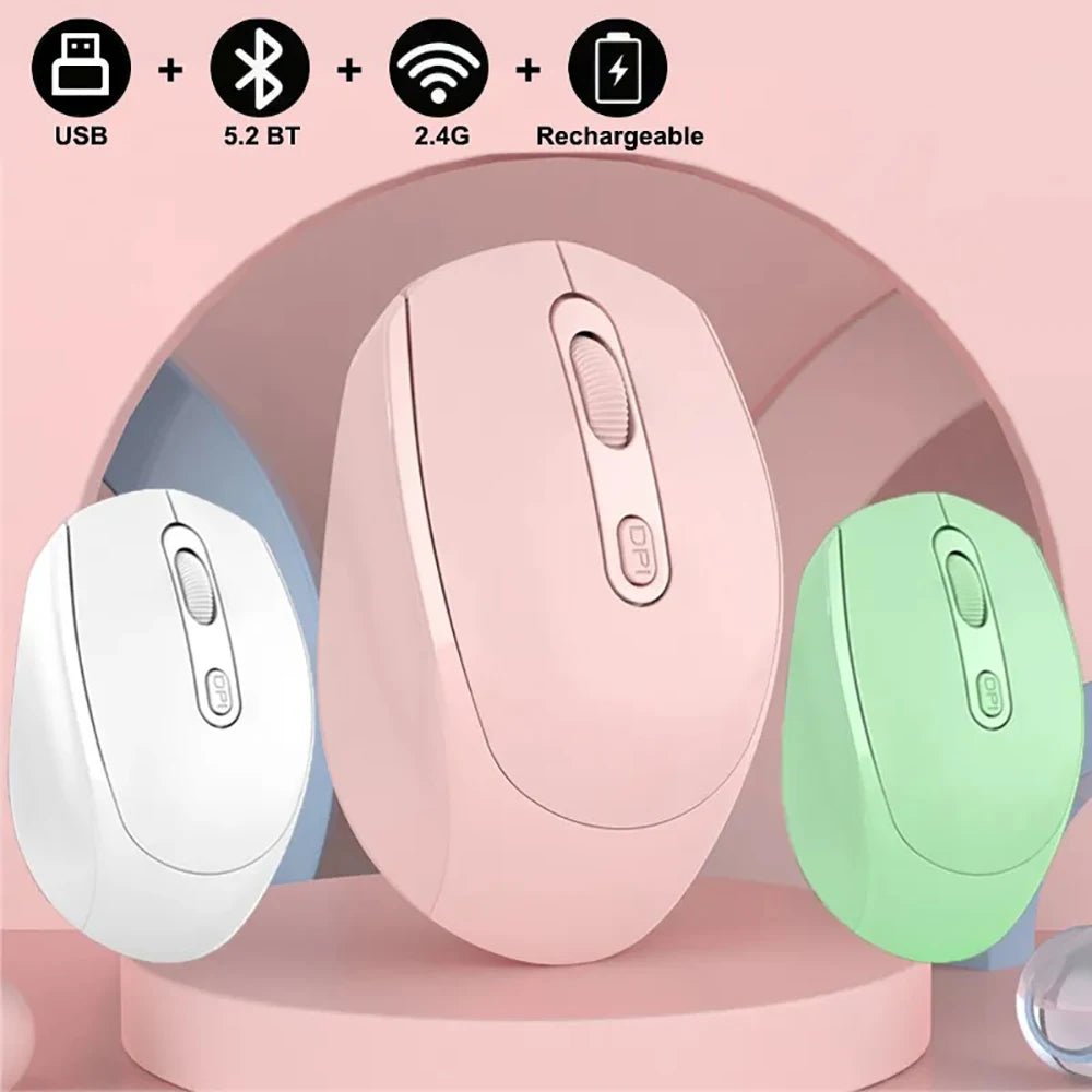 Ergonomic Wireless Silent Mouse | Rechargeable & Dual Mode