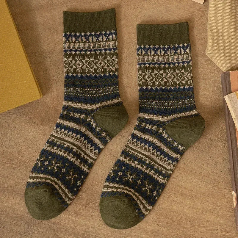 Men's Retro Geometric Pattern Middle Tube Socks | Stylish & Comfy